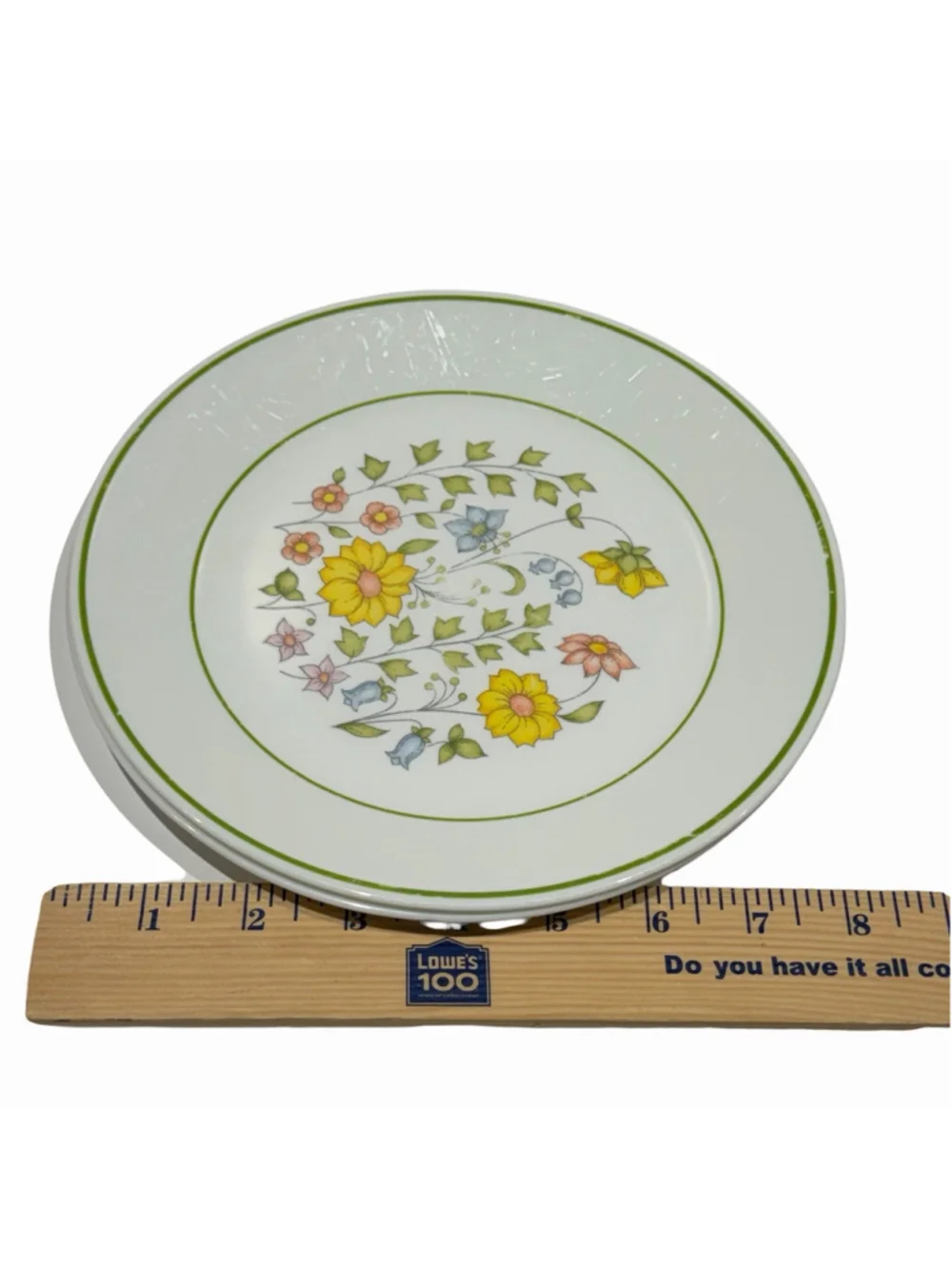 Corelle Spring Meadow Wild Flowers Salad Plate 8.5” Green Floral Vintage USA